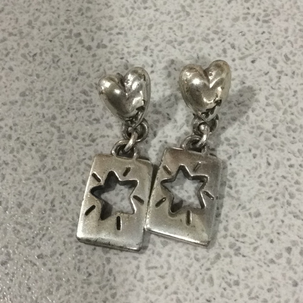 Brighton Silver Heart with Star Earrings